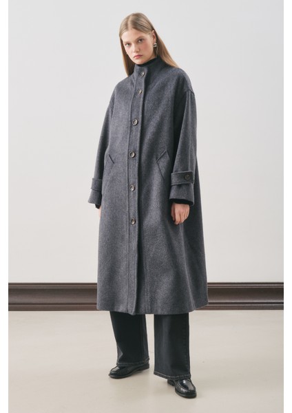 Raı Oversıze Yünlü Kaban Lacivert fırsatları