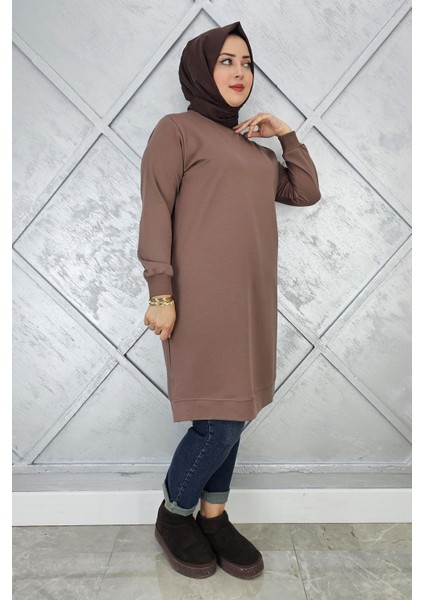 Kadın Etiket Detaylı Takma Kol Tesettür Tunik fiyatları