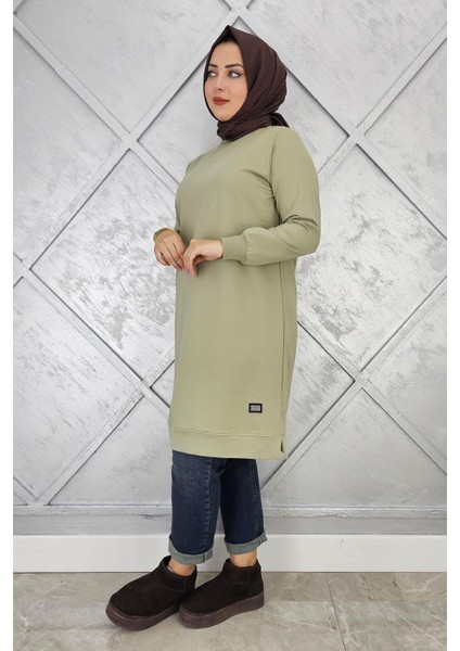 Kadın Etiket Detaylı Takma Kol Tesettür Tunik fiyatları