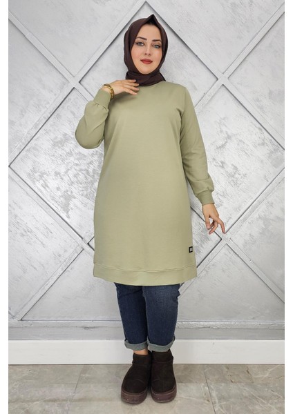 Kadın Etiket Detaylı Takma Kol Tesettür Tunik modelleri