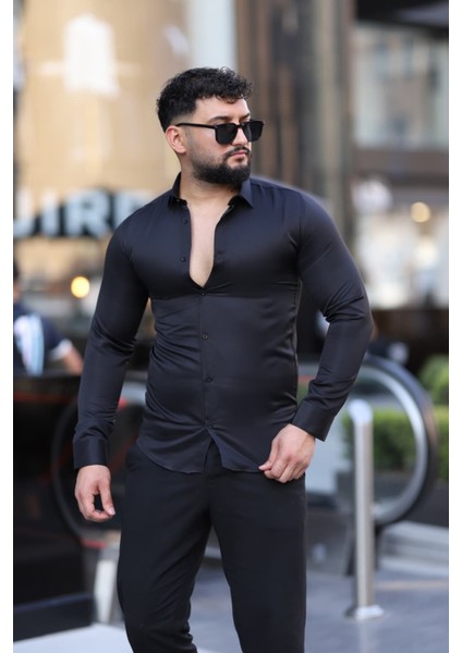 Erkek Slim Fit Saten Dokulu Gömlek modelleri