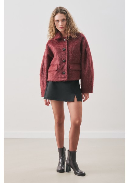 Boucle Kısa Kaban Bordo indirimleri