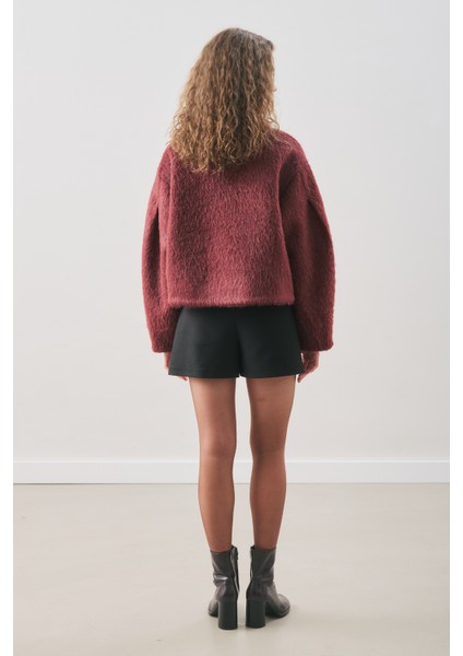 Boucle Kısa Kaban Bordo