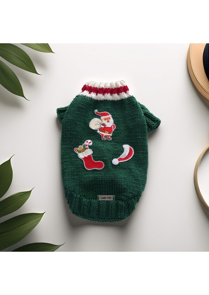 Kedi ve Köpek Için Yeşil Yeni Yıl / Noel Kazağı