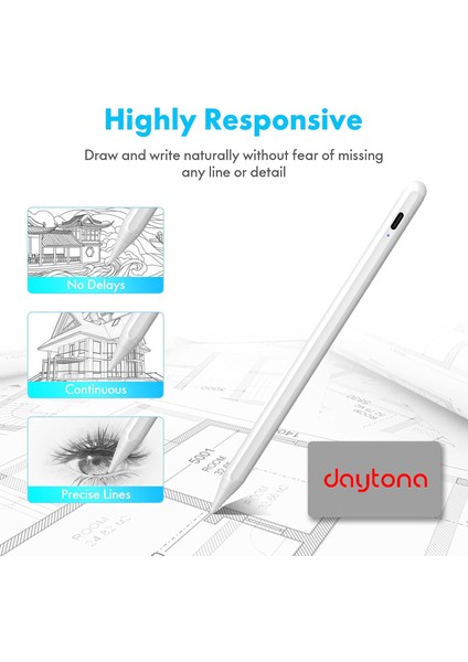 ZR61 Ipad/ Ios/Android/Windows Dokunmatik Ekran İçin Pil Göstergeli, Magnetik, Type C Şarj Kablolu Yedek Uçlu Stylus Dokunmatik Kalem fiyatları