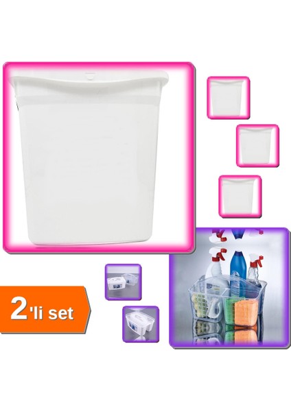 Evcil Hayvan Kuru Mama Kabı 6 Lt + Beyaz Mutfak Buzdolabı Düzenleyici Sepet Caddy - 2li Set Yfrrrı
