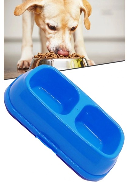 Kedi - Köpek Mama ve Su Kabı 2 Bölmeli Büyük Boy