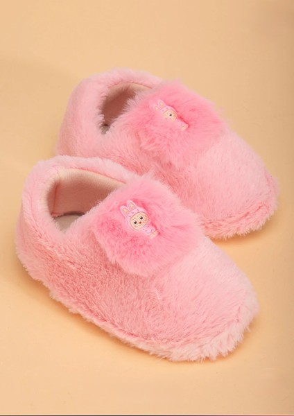 Kız Çocuk Tüylü Peluş Pofuduk Figürlü Kaydırmaz Taban Kreş Ev Okul Panduf fiyatları