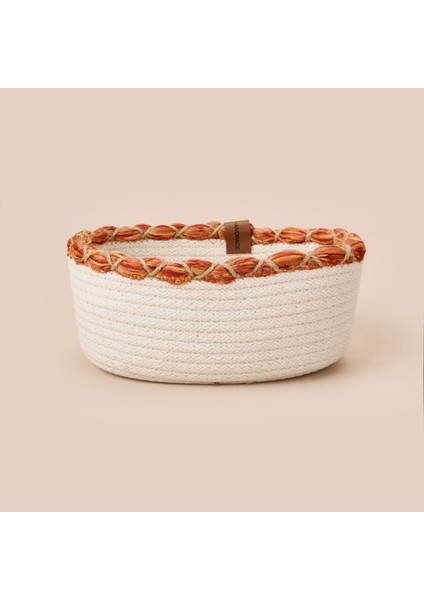 Living Urban Delight Dekoratif Sepet - Krem / Turuncu - 21X8 cm