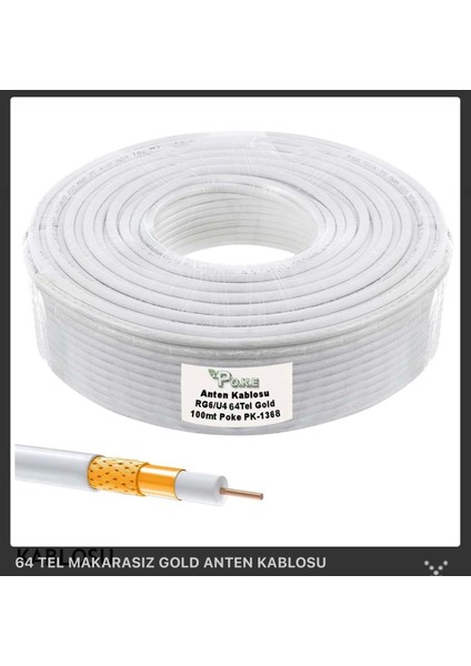 Anten Kablosu 64 Tel Gold 100 mt Rg6/u4