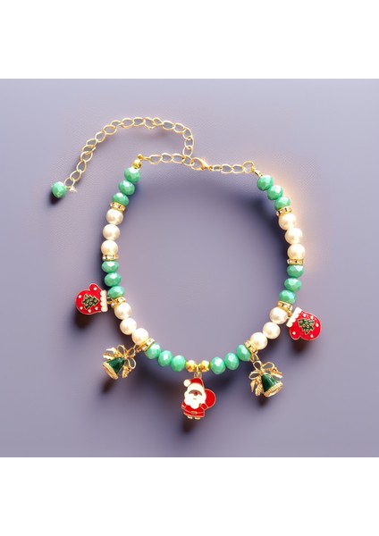 Kedi ve Köpek Için Noel Babalı Yeşil Yeni Yıl / Noel Kolyesi