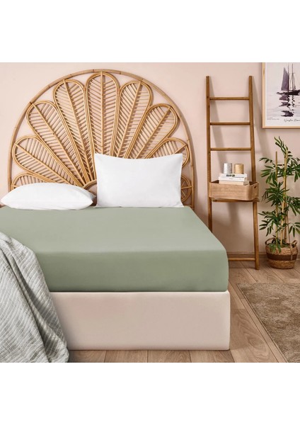 Soft Basic Çift Kişilik Lastikli Çarşaf - Yeşil - 160X200 cm
