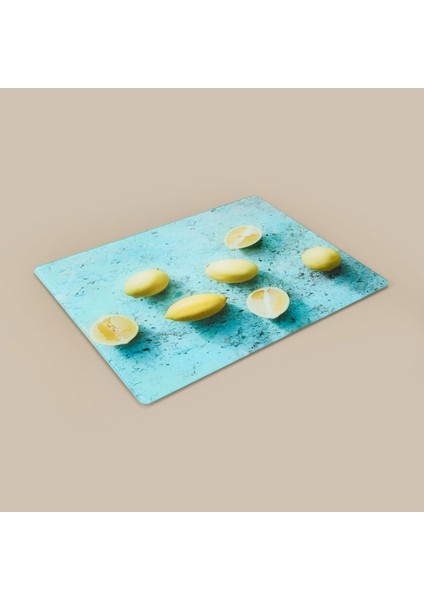 Limon Desenli Cam Kesme Tahtası - Renkli - 30X40 cm