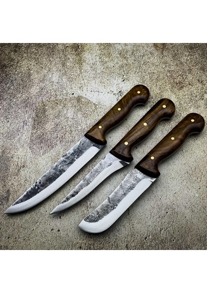 PH265 El Yapımı 3lü Bıçak Seti Yerli Üretim Dövme Çelik Premium Set Kurban Bıçak Seti fiyatları