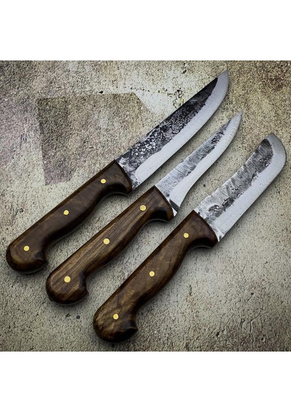 PH265 El Yapımı 3lü Bıçak Seti Yerli Üretim Dövme Çelik Premium Set Kurban Bıçak Seti fırsatları