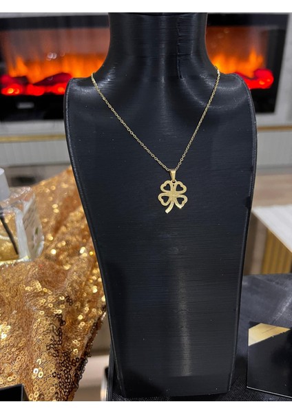 Çelik Altın Kaplama Yonca Kolye Küpe Set fırsatları