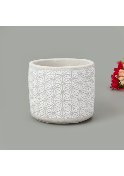 Yıldız Desenli Beton Saksı - Beyaz - 14X12,5 cm fiyatları