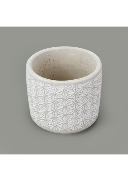 Yıldız Desenli Beton Saksı - Beyaz - 14X12,5 cm modelleri