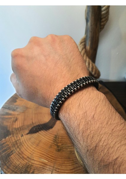 JTAW25BLK1621 Hakiki Deri Mıknatıs Kapama Paslanmaz Alaşımlı Metal Garantili Hediye Kutulu Janti Bileklik fiyatları