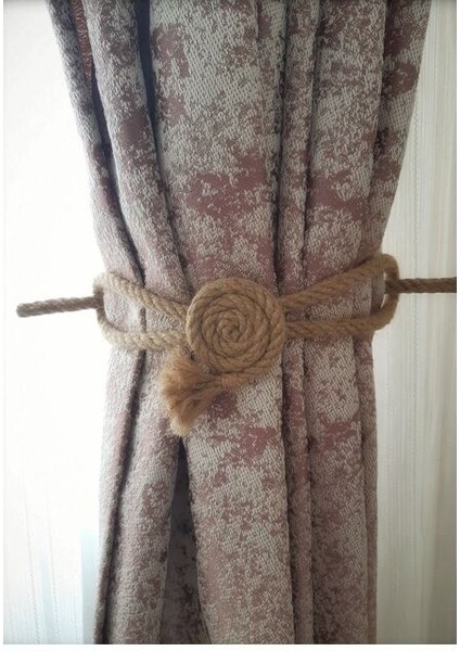 6 Adet Fon Perde Aksesuarı Braçol Tül Perde Tutacağı Perde Süsü Spiral Jüt Halat Estetiği