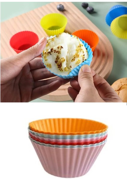 Renkli 6 Adet Yıkanabilir Mini Tırtıklı Muffin + 12 Adet Kek - Bisküvi - Fondan Kalıbı - 2li Set D8K indirimleri