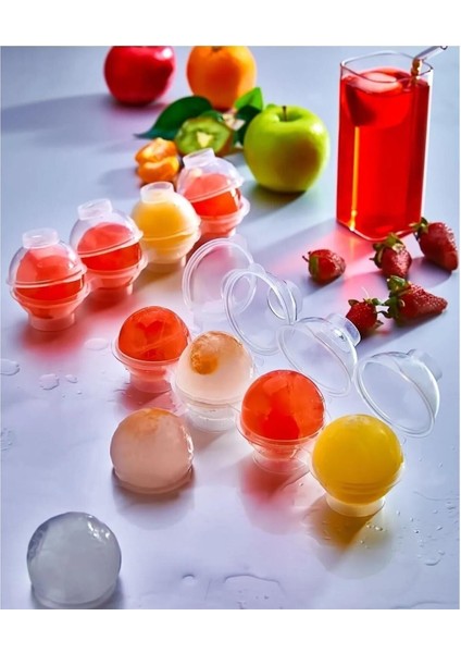 Üstten Doldurmalı Yatay 4 Bölmeli Küre Buz Topu Kalıbı - Yuvarlak Buz Topu Yapma Aparatı