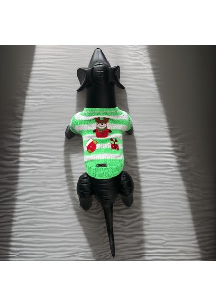 Kedi ve Köpek Için Yeşil Beyaz Yeni Yıl / Noel Kazağı