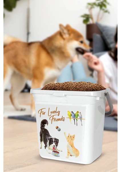 Kapaklı Mama Saklama Kabı 6lt + Beyaz Buzdolabı Düzenleyici Sepet - Pratik ve Kullanışlı - 2li Set fiyatları