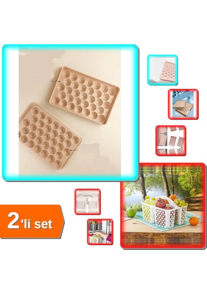 2 Adet 33 Bölmeli Kristal Mini Küre Buz Kalıbı + Buzdolabı Düzenleyici Sepet Beyaz Seti 2li - ZFT6A9