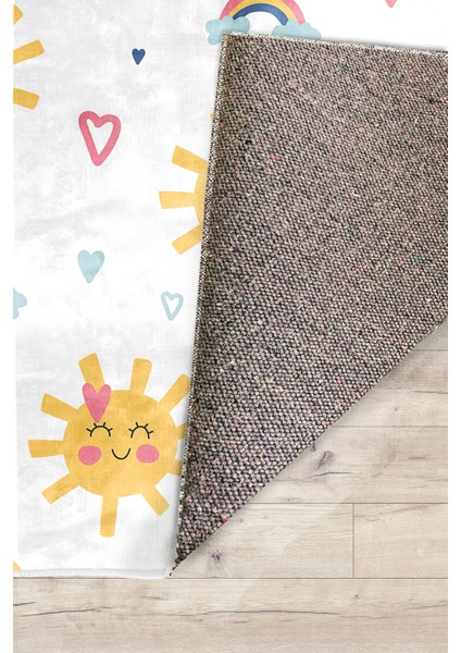 Güneş ve Kalpli Bambu Çocuk Odası Halısı