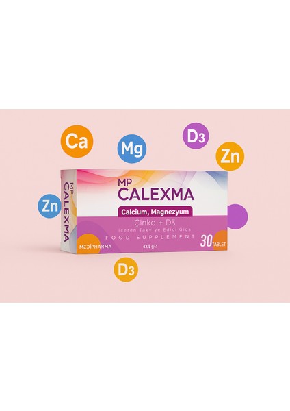 Mp Calexma Kalsiyum Magnezyum Çinko+D3 Vitamin Takviye Edici Gıda 30 Tablet fırsatları