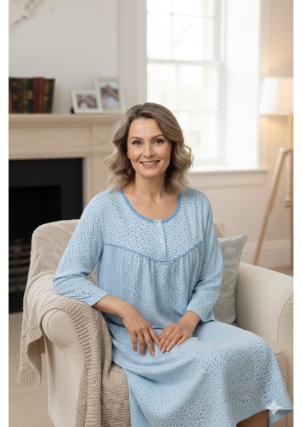 Kadın Boydan Anne Gecelik Elbise %100 Pamuk Çiçekli Desenli Rahat ve Tam Kalıp fiyatları