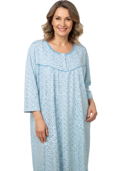 Kadın Boydan Anne Gecelik Elbise %100 Pamuk Çiçekli Desenli Rahat ve Tam Kalıp modelleri