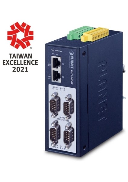 Endüstriyel Modbus Gateway (Industrial Modbus Gateway)&lt;br&gt;4-Port RS232/RS422/RS485&LT;BR&GT; 2 x 10/100TX&LT;BR&GT;2KV Isolation&lt;br&gt;2 x Dı + 2 x DO&LT;BR&GT;IP40, -40~75 Derece C