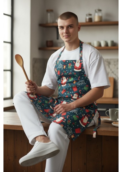 Unisex Mutfak Önlüğü Aşçı Önlüğü Yeni Yıl Yılbaşı Noel Baba