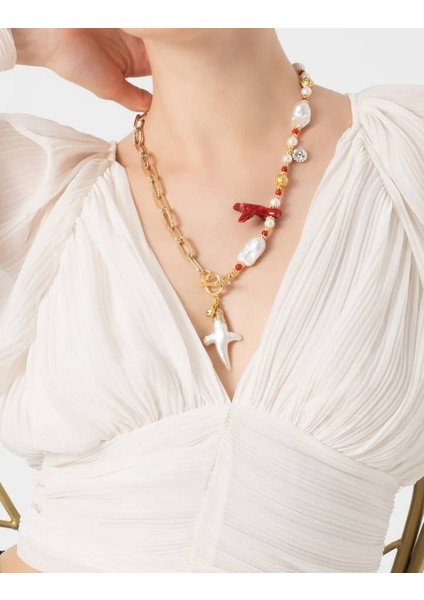 Inci ve Gold Zincirli Kolye fırsatları