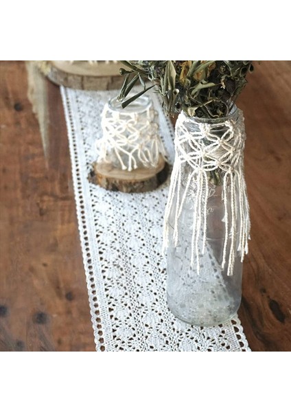 2x Masa Runner Macrame Boho Style Bej Kreminde Düğün Için Makram (15 x 200 Cm) Masa Koşucu Vintage Tığ Rustik Düğün (Yurt Dışından)