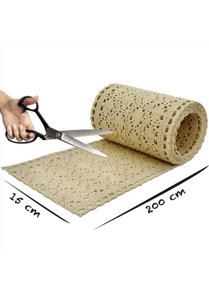 2x Masa Runner Macrame Boho Style Bej Kreminde Düğün Için Makram (15 x 200 Cm) Masa Koşucu Vintage Tığ Rustik Düğün (Yurt Dışından) indirimleri