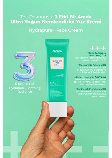 Hydrapure+ Centella Hyaluronic Asit yoğun nemlendirici ve Onarıcı Yüz Kremi 75 ml