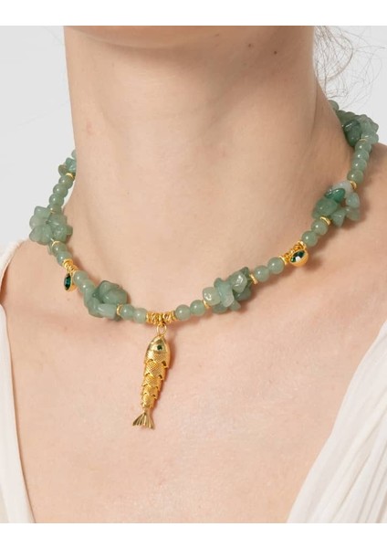 Balık Uçlu Aventurin Kolye indirimleri
