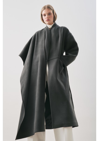 Soft Kaşe Atkılı Kaban Siyah