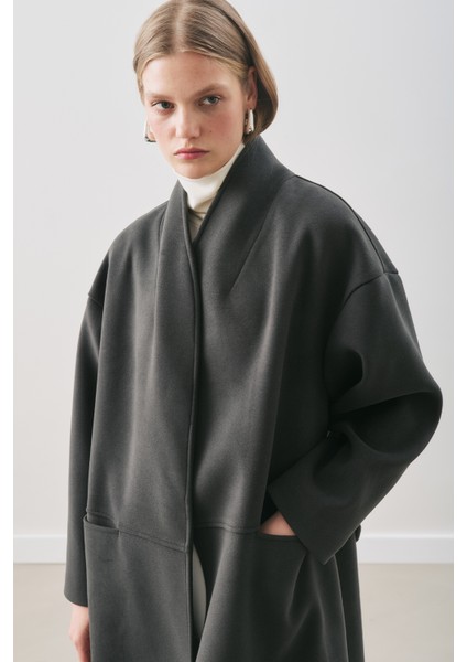 Soft Kaşe Atkılı Kaban Siyah modelleri