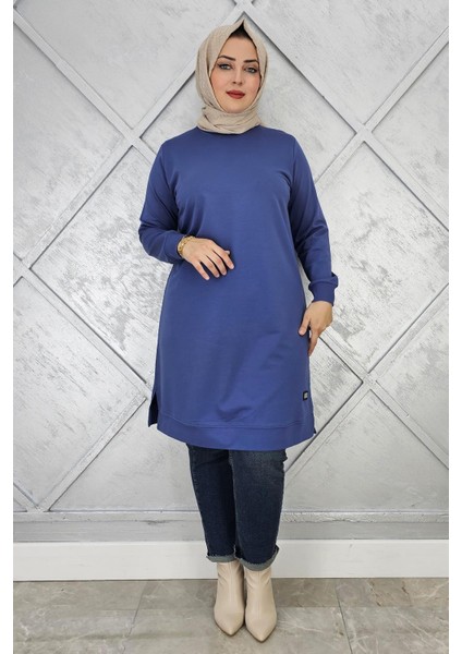 Kadın Etiket Detaylı Takma Kol Tesettür Tunik