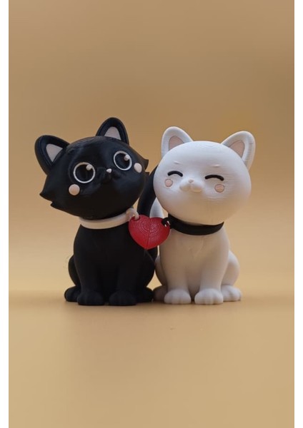 Aşkın En Tatlı Hali – Çift Kedi Figürlü Biblo Masa Süsü