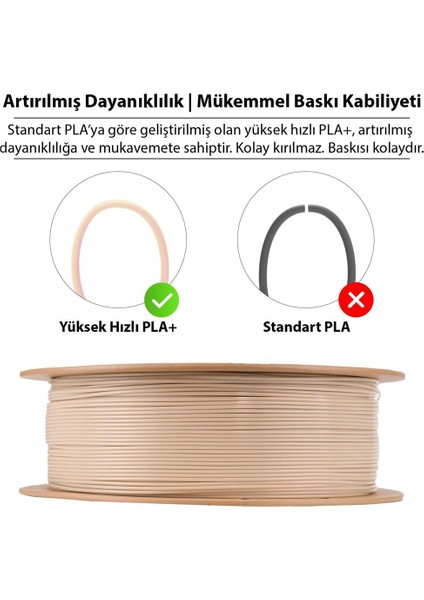 Pla-Hs Kemik Beyazı Filament 1.75MM 1kg - Yüksek Hız Uyumlu Pla+ modelleri