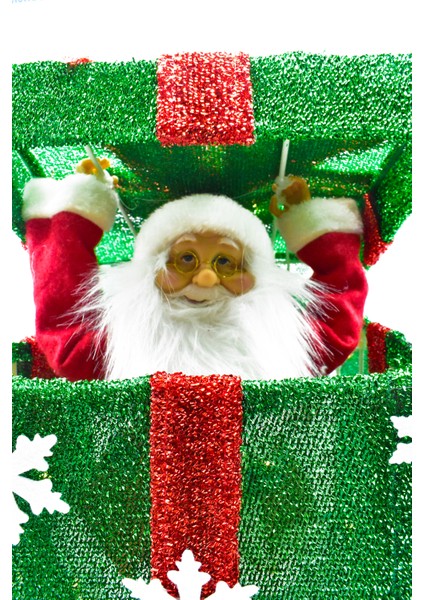 Müzikli Noel Babalı Hediye Kutusu Yeşil