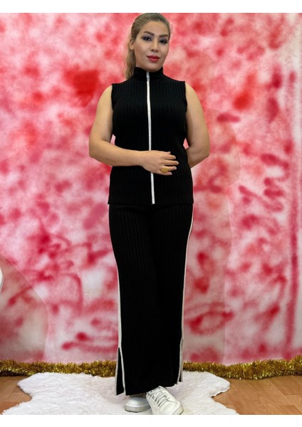 Üçlü Takım Kadın Triko (Yelek + Pantolon + Uzun Hırka) Uzun Kol Şık Rahat Standart Beden modelleri