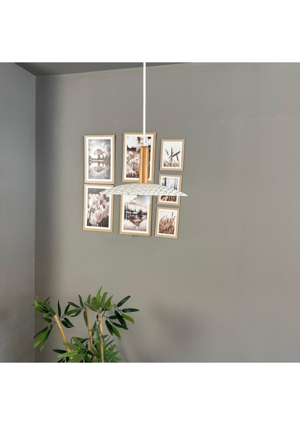 Avola Beyaz Metal Avize Tekli Ahşap Başlık Mutfak Modern Dekoratif Sarkıt Aydınlatma modelleri