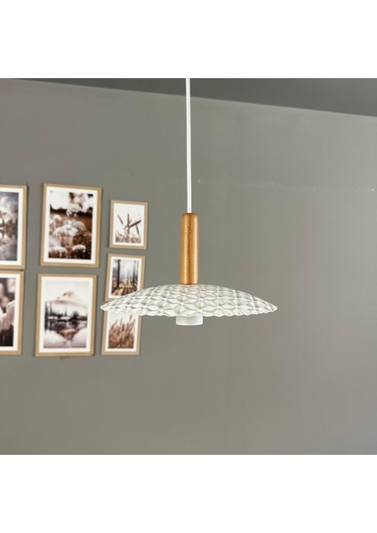 Avola Beyaz Metal Avize Tekli Ahşap Başlık Mutfak Modern Dekoratif Sarkıt Aydınlatma fırsatları