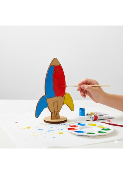 Ahşap Roket Tasarım Kit - Roket Boyama Seti - Etkinlik Seti - Ahşap Tasarım Set fırsatları